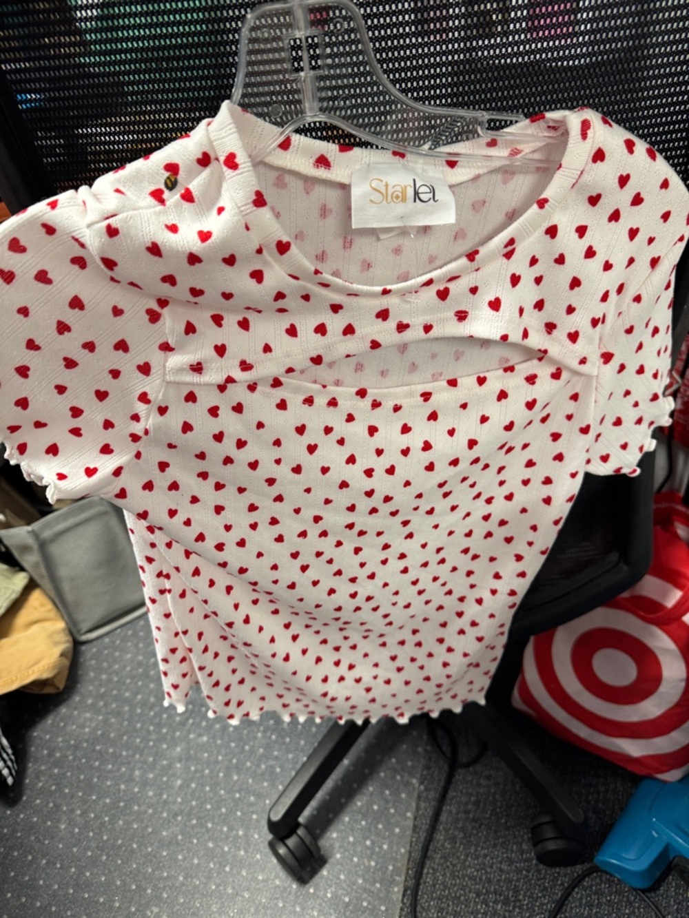 Starlet Pointelle heart tee M // 042583